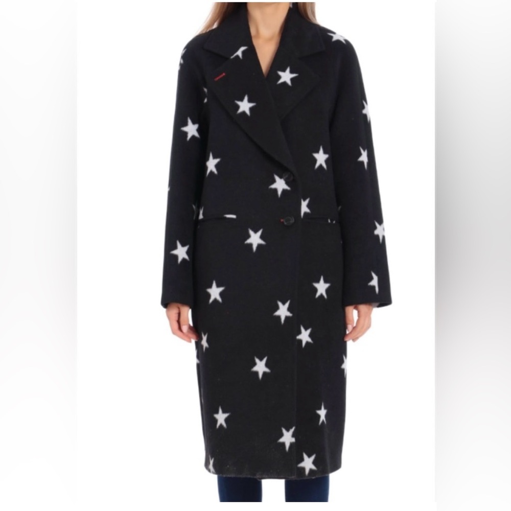 Avec Les Files Star Double Face Star Print Raglan Coat